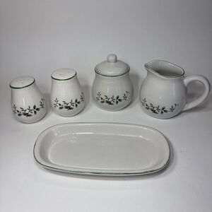ROYAL SEASONS Stoneware Sugar Bowl, Creamer, Salt & Pepper, Butter *Holly & Ivy*